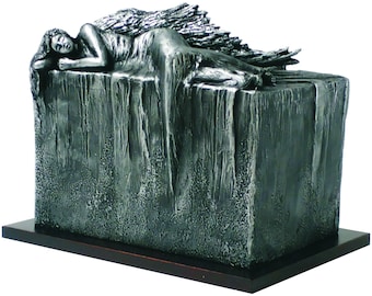 Grote art urn, rustende engel, koperkleurig (5.5 liter), resin urnbeeld