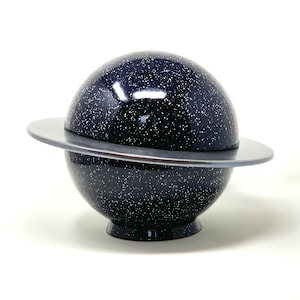Medium Size  Cremation Urn Planet Saturn Mini Ceramic Modern Funeral urn for Ashes with a decorative Heart Decor Memorial Exclusive Urn