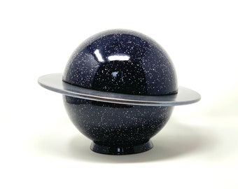 Medium Size  Cremation Urn Planet Saturn Mini Ceramic Modern Funeral urn for Ashes with a decorative Heart Decor Memorial Exclusive Urn