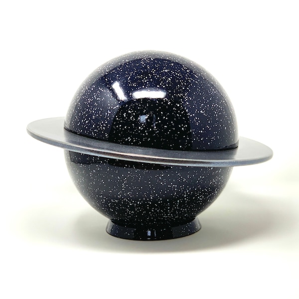 Planet Saturn Ceramic Cremation Urn: Modern Memorial Keepsake