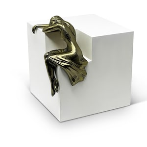 Weeping Woman Cremation Urn: Handmade Metal Figurine, White Fibreboard Casket