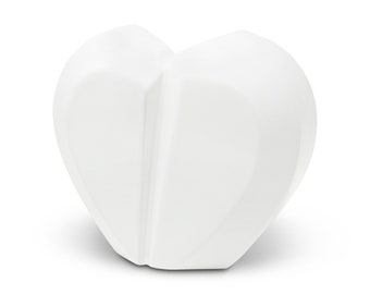 Modern White Ceramic Heart Cremation Urn: Memorial Ash Container