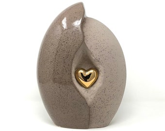 Ceramic Urn Heart in a shell  Cremation Urn for Ashes Burial Container for Human remains Memorial Urn Adults Funeral Urn