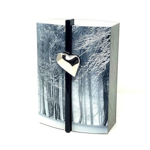 Winter Forest Ceramic Cremation Urn with Silver Heart