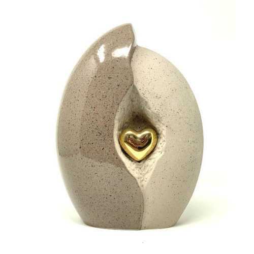 Ceramic Urn Heart in a Shell Cremation Urn for Ashes Burial Etsy