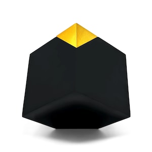 Elegante zwart-gouden gekantelde kubus-urn - moderne askist