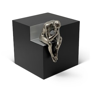 Denker Skulptur Exklusive Urne für Feuerbestattung Urne für Asche Metallfigur Dekor-Denkmal für den menschlichen Schwarz-Matt-Behälter