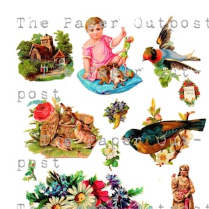 Victorian Scraps Digital Kit: Vintage Die Cuts Ephemera (Digital Download)