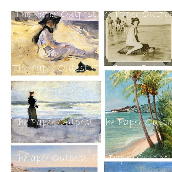 BEACHSIDE ESCAPE Vintage Digikit digital kit digital printable digital digi kit surf sand ocean ThePaperOutpost beaches the paper outpost