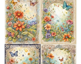 Garden of Happiness Digital Kit: Vintage Floral Printable Images (Digital Download)