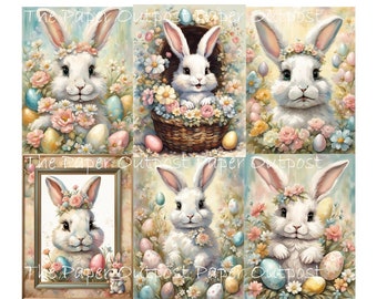 Vintage Easter Bunny Images: Printable Digital Kit (Digital Download)