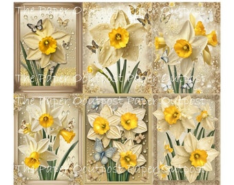 Daffodil Diary: Vintage Floral Printable Paper (Digital Kit)