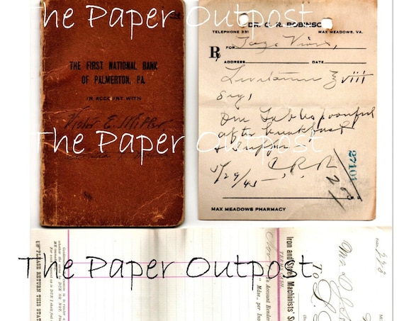 Vintage Ephemera #10 Digital Kit Digital Print Old Papers Digiprint Junk Journal digikit Handwritten Letters Receipts digi The Paper Outpost