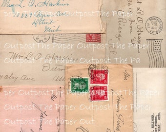 Vintage Envelopes Collage Paper: Printable Digital Kit
