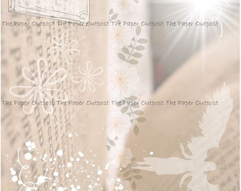 Books & Angels Printable Paper: Neutral Junk Journal Pages (Digital Download)