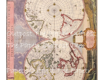 Antique Maps Digital Kit: Vintage World Map Images (Digital Download)