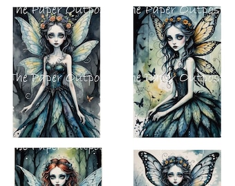 FAIRY of The NIGHT  Digikit Printable Image, night fairies, dark fairy, scary fairy  ThePaperOutpost paper outpost shop pam