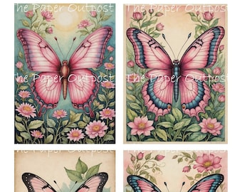 PINK BUTTERFLY Digikit Printable Image, pink butterflies, rose butterfly, pretty butterfly ThePaperOutpost paper outpost shop pam