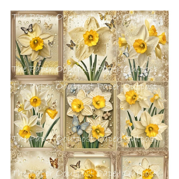 DAFFODIL DIARY Digikit digi kit digital printable digital vintage pretty daffodils flowers botanical ThePaperOutpost paper outpost shop pam