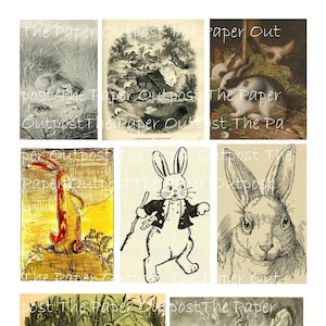 Bunnies From Yesteryear vintage digital printable rabbit digikit digital kit printable digi kit ThePaperOutpost sketches the paper outpost