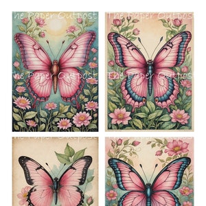 Image imprimable Digikit PAPILLON ROSE, papillons roses, papillon rose, joli papillon ThePaperOutpost paper outpost shop pam
