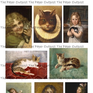 Cat Lovers Digikit: Vintage Cat Art Images (Digital Printable)
