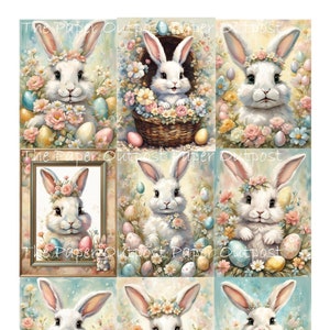 Pâques 2024 Digikit numérique imprimable numérique vintage lapin de pâques poussins de pâques oeufs de pâques bonnet ThePaperOutpost papier boutique pam