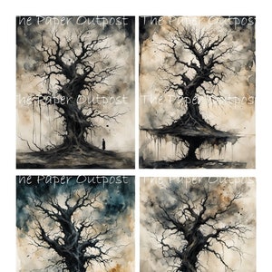 SPOOKY BOMEN Afdrukbare afbeelding Digikit, enge boomtakken oude boom mysterieuze boom bosbossen ThePaperOutpost papieren buitenpost winkel pam