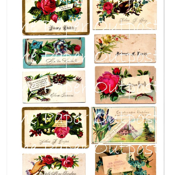 Victorian Calling Cards Digital Printable Kit   50 Cards  For Junk Journals Embellishments from the 1800's Vintage