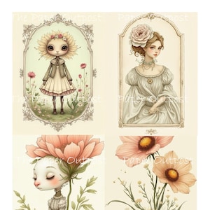 FLOWER LOVELIES Digikit image imprimable fleurs, folklore des fleurs, peuple des fleurs ThePaperOutpost Pam at the Paper Outpost botanique, flore de la nature