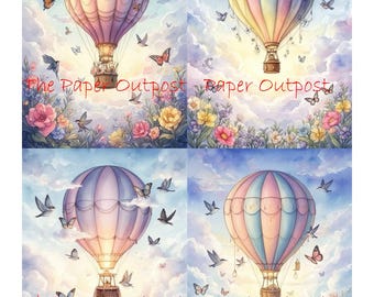 Fantasy Hot Air Balloons Digikit Printable Images floating, sky, balloon, airship, balloon craft, drifting The Paper Outpost