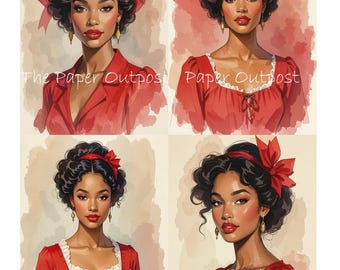 African American Woman Vintage Digikit, Printable Images (Digital Download)