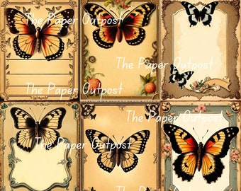 BUTTERFLY LABELS Digikit digi kit digital printable digital vintage butterflies label illustration ThePaperOutpost paper outpost shop pam