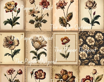 OLDFASHIONED FLOWER Digikit digital printable digital vintage antique flowers botanical gardens ThePaperOutpost paper outpost shop pam