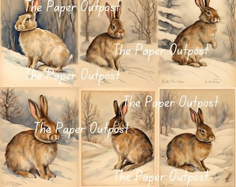 SNOWY CREATURES Digikit digi kit digital printable digital bunny, wolf, buck, deer, squirrel illustration ThePaperOutpost paper outpost shop