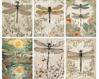 DRAGONFLY DANCE Digikit digi kit digital printable digital dragonfly illustration, dragonfly drawing, fly ThePaperOutpost paper outpost shop