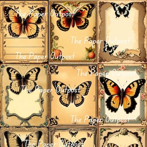 ETIQUETAS DE BORBOLETAS Digikit digi kit digital imprimível digital vintage ilustração de etiquetas de borboletas ThePaperOutpost loja de posto avançado de papel pam
