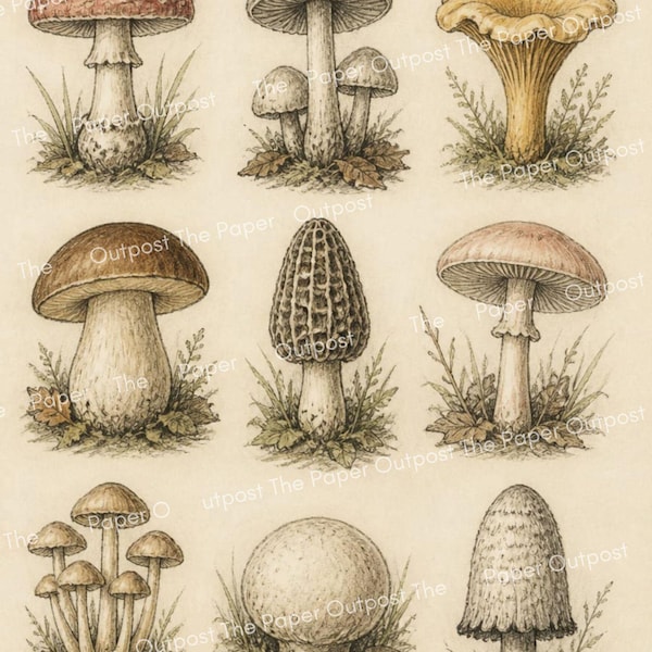 The Mushroom Collectors Cabinet Vintage Botanical Junk Journal Printables DigiKit The Paper Outpost