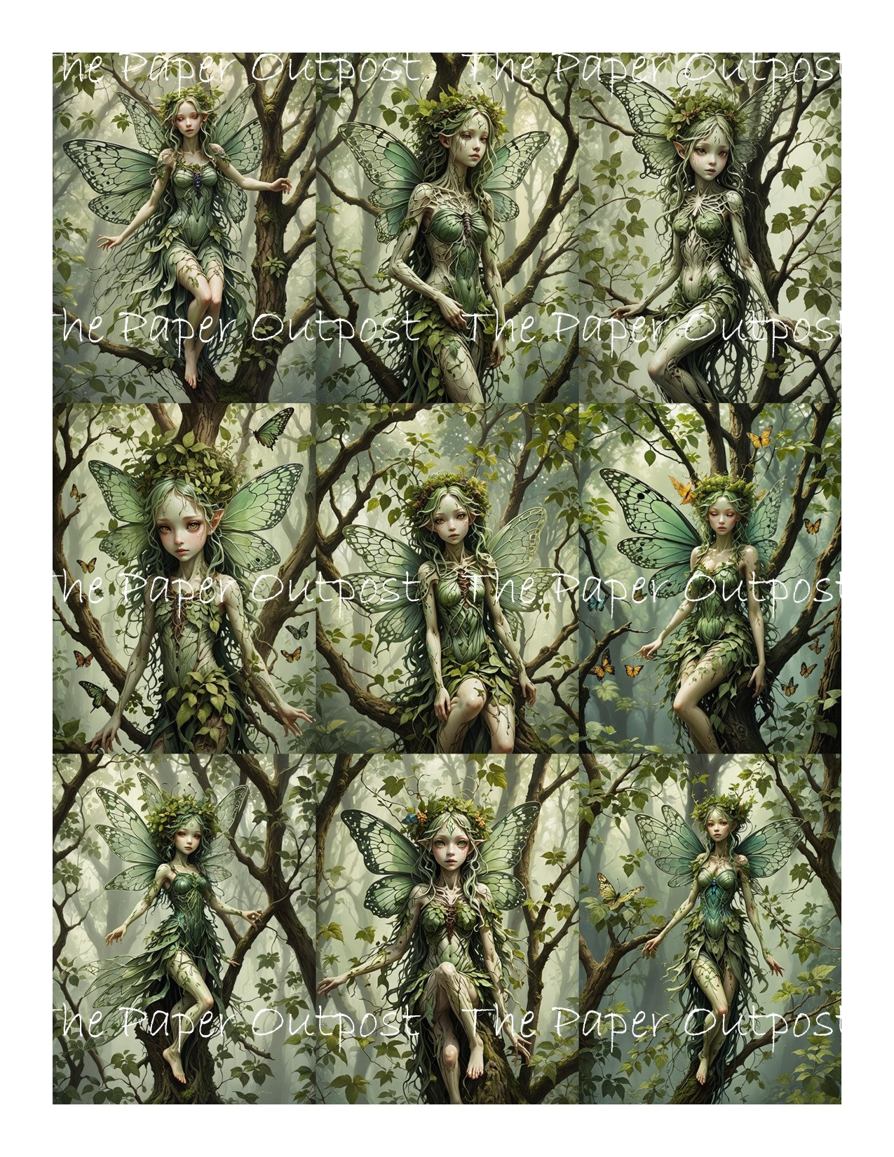 Tree Nymph Printable Images: Vintage Green Fairies (digital Kit) - Etsy