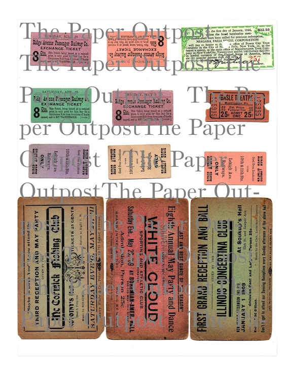 Tickets #1 vintage digital printable kit old tickets vintage tickets old fashioned tickets digi kit digikit ticket images ticket printables