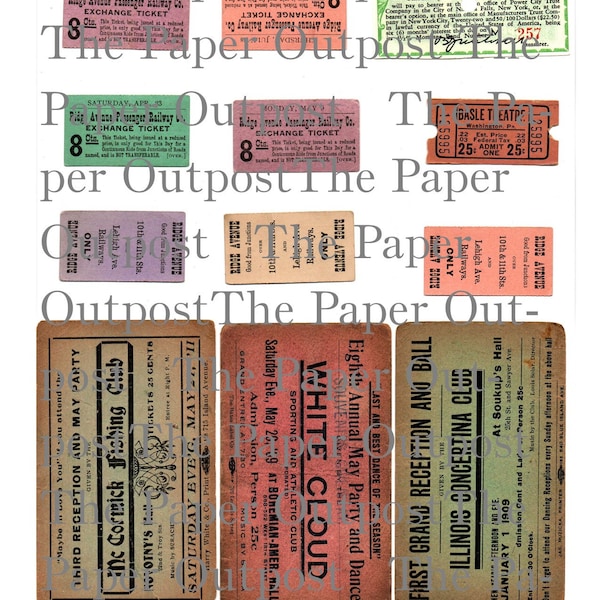 Tickets #1 vintage digital printable kit old tickets vintage tickets old fashioned tickets digi kit digikit ticket images ticket printables