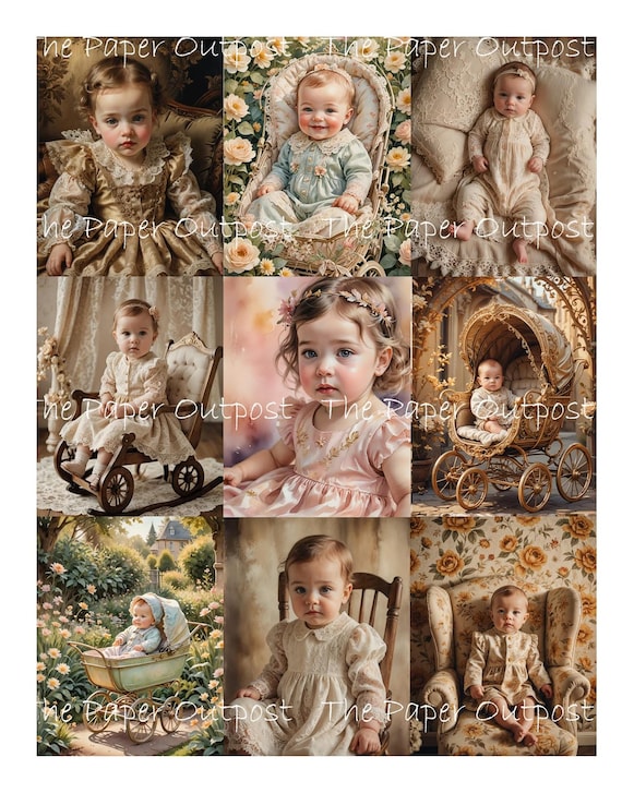 VINTAGE BABY Digikit Printable Image, baby toddler, child, infant babies cute retro baby  ThePaperOutpost paper outpost shop pam