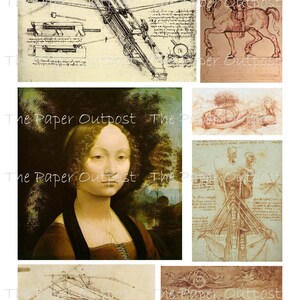LEONARDO Da VINCI Printable Digital Download Printable Image, Digikit Davinci Paintings Sketch ...