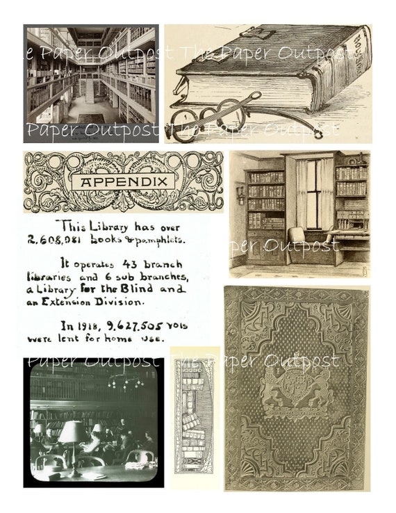 THE OLD LIBRARY Digikit Digital Printable Printables Digikits Digi kit printable download vintage library The Paper Outpost ThePaperOutpost