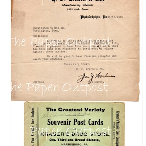 Vintage Ephemera #6 Kit digital Impressões digitais Papéis antigos Digikits Junk Journal Supplies Cartas manuscritas Recibos The Paper Outpost