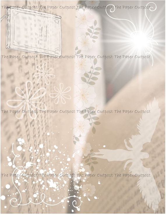 BOOKS & ANGELS Signature Pages Printable Paper Instant Download Angel Neutrals Digikit Digital Printable, Printable Image, The Paper Outpost