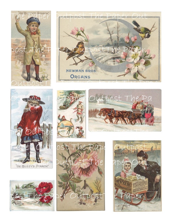 Victorian Snow digital printable kit digital kit digi kit digikit antique winter pictures 1800s ice ThePaperOutpost the paper outpost