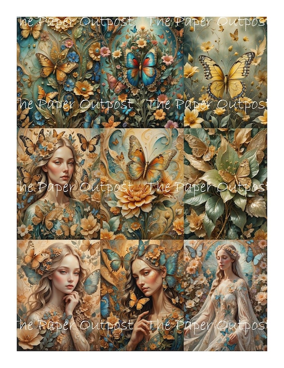 BUTTERFLY DREAMS Digikit digital printable digital butterflies dreamy images surreal illustration ThePaperOutpost paper outpost shop pam