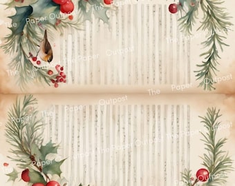 Christmas 2026 Stationery Writing Papers | Junk Journal Pages Printable Holiday Signature Pages Vintage Xmas Papers  Paper Outpost