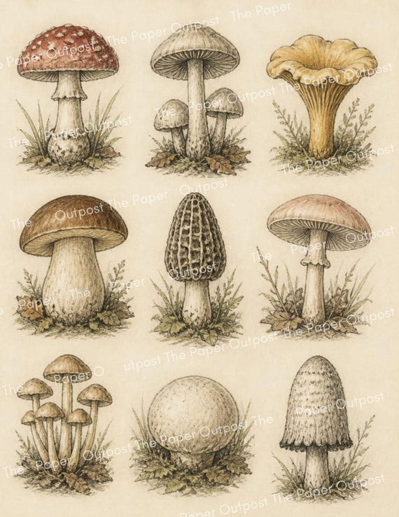The Mushroom Collectors Cabinet Vintage Botanical Junk Journal Printables DigiKit The Paper Outpost
